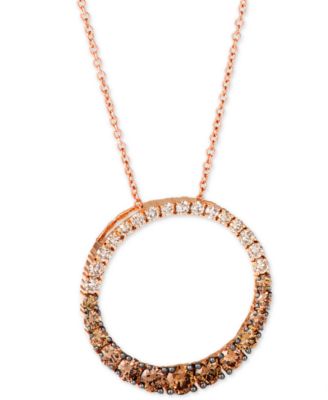 Le Vian - Chocolate Diamond Ombr&eacute; Circle 18" Adjustable Pendant Necklace (1-1/5 ct. t.w.) in 14k Rose Gold , 14K White Gold or 14k Yellow Gold