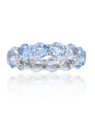 Macy's - Created Light Blue Spinel Eternity Band in Rhodium Plated Sterling Silver