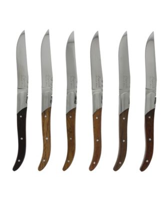 French Home - Set of 6 Laguiole Connoisseur Assorted Wood Steak Knives