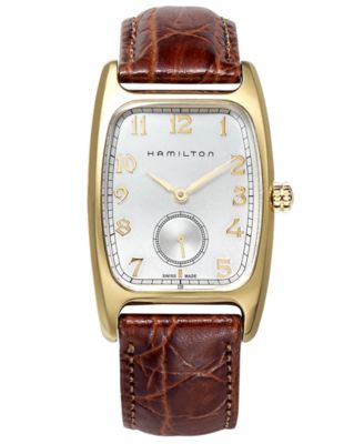 Hamilton - Watch, Men's Swiss Boulton Brown Leather Strap 27mm H13431553