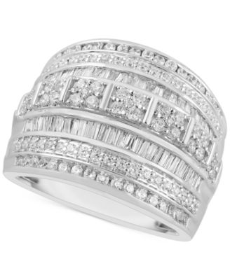 Macy's Brand - Diamond Wide Band Multi-Row Statement Ring (2 ct. t.w.) in Sterling Silver