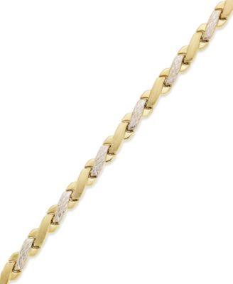 Macy's - 10k Gold and White Gold Bracelet, Two-Tone X Bracelet
