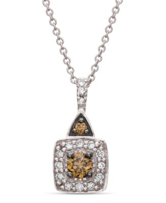 Le Vian - Chocolate and White Diamond (1/4 ct. t.w.) Square Pendant in 14k Rose, Yellow or White Gold
