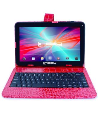 LINSAY - 10.1" New Tablet Quad Core 32GB Android 10 Exclusive Luxury Bundle with Red Crocodile Style Keyboard