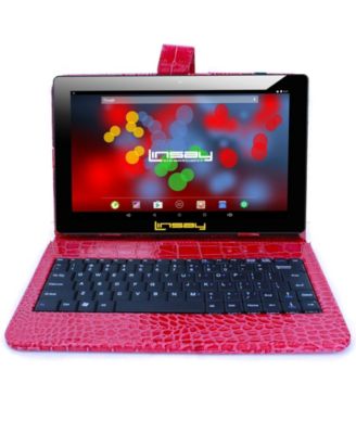 LINSAY - 10.1" 1280x800 IPS Screen Quad Core 2GB RAM Tablet 32GB Android 10 with Red Crocodile Style Keyboard