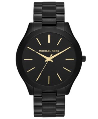 Michael Kors - Women's Slim Runway Black-Tone Stainless Steel Bracelet Watch 42mm MK3221