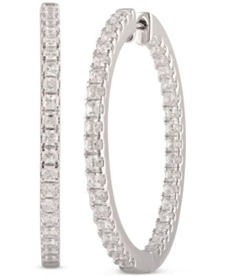 Macy's Brand - Diamond Princess Small In & Out Hoop Earrings (3 ct. t.w.) in 14k White Gold
