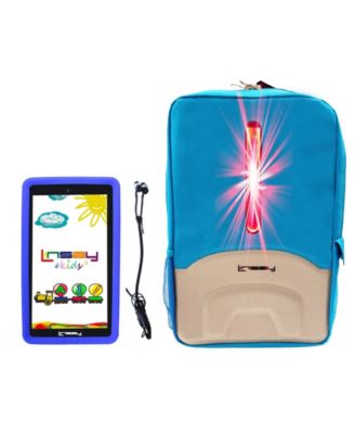LINSAY - 7" Quad Core 2GB RAM 32GB Android 10 Tablet with Blue Kids Defender Case, Earphones and LED Back Pack Blue