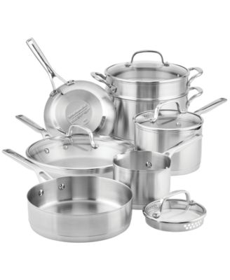 KitchenAid - Brushed Stainless Steel 11-Pc. Cookware Set