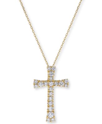 Macy's Brand - Diamond Cross Pendant Necklace (5/8 ct. t.w.), 16" + 2" extender