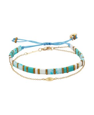 Unwritten - Gold Flash Plated Evil Eye Blue and White Bracelet Set