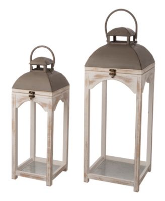 Glitzhome - Set of 2 Mondern Farmhouse Wooden Lantern