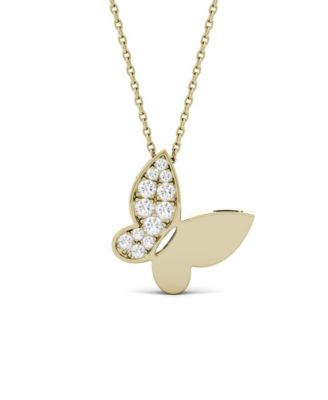 Charles & Colvard - Moissanite Butterfly Pendant 1/6 ct. t.w. Diamond Equivalent in 14k White or Yellow Gold