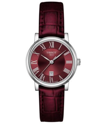 Tissot - Women's Swiss Carson Premium Lady Burgundy Leather Strap Watch 30mm