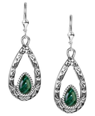 American West - Sterling Silver Teardrops in Malachite, Orange Spiny Oyster, Purple Spiny Oyster and Tiger's Eye