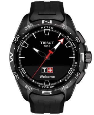 Tissot - Men's Swiss T-Touch Connect Solar Black Rubber Strap Smart Watch 48mm