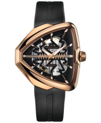 Hamilton - Men's Swiss Ventura Black Rubber Strap Watch 45mm
