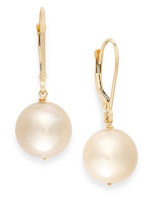 Macy's - Cultured Freshwater Pearl Earrings in 14k Gold (10mm)