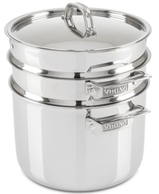 Viking - 8-Qt. 3-Ply Multi Cooker with Pasta Pot Steamer Insert