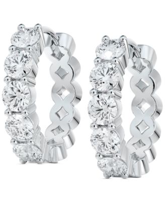 De Beers Forevermark - Diamond Extra Small Hoop Earrings (3/4 ct. t.w.) in 14k White Gold, 0.385"