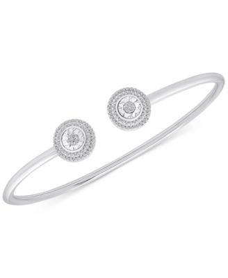 Wrapped - Diamond Halo Cuff Bangle Bracelet (1/4 ct. t.w.) in Sterling Silver