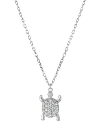 Giani Bernini - Cubic Zirconia Turtle Pendant Necklace in Sterling Silver, 16" + 2" extender