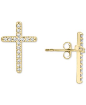 Wrapped - Diamond Cross Stud Earrings (1/10 ct. t.w.)