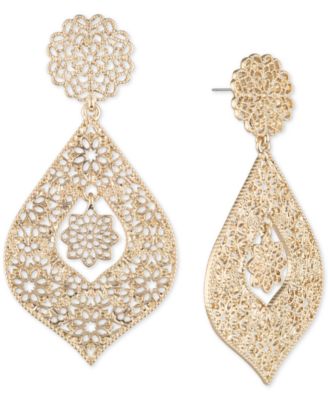 Marchesa - Gold-Tone Filigree Orbital Statement Earrings