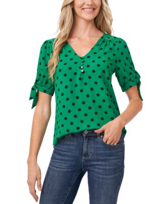 CeCe - Disco Dot Tie-Sleeve Blouse