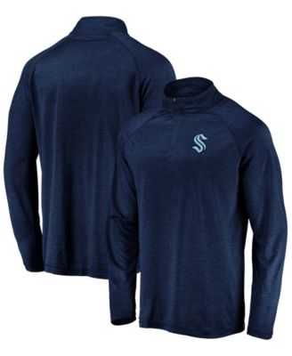 Authentic NHL Apparel - Men's Navy Seattle Kraken Primary Logo Quarter-Zip Pullover Fleece Jacket