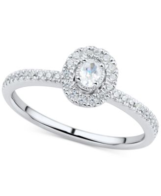 Macy's Brand - Diamond Oval-Cut Halo Engagement Ring (1/3 ct. t.w.) in 14k White Gold
