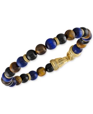 Esquire Men's Jewelry - Multi-Stone Beaded Bracelet in 14k Gold-Plated Sterling Silver