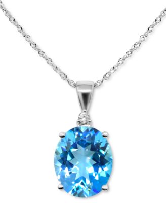 Macy's Brand - Blue Topaz (4-1/2 ct. t.w.) & Diamond Accent 18" Pendant Necklace in 14k White Gold