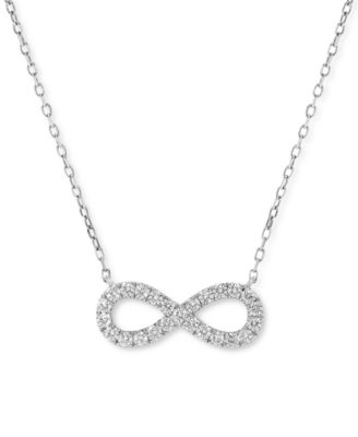 Macy's Brand - Diamond Infinity Pendant Necklace (1/2 ct. tw) in 14K White Gold, 16" + 2" extender