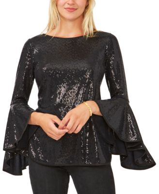 Vince Camuto - Metallic Knit Flutter Sleeve Top
