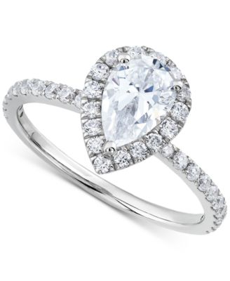 Grown With Love - Lab-Created Diamond Pear-Cut Halo Engagement Ring (1-1/2 ct. t.w.) in 14k White Gold