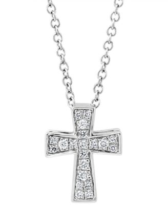 EFFY Collection - Diamond Cross 18" Pendant Necklace (1/10 ct. t.w.) in Sterling Silver