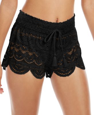 Miken - Juniors' Scalloped Lace Cover-Up Shorts