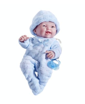 JC TOYS - JC Toys, Mini La Newborn All Vinyl Smiling Realistic 9.5 inch Anatomically Correct Real Boy Baby Doll dressed in BLUE - For Children 2 Years and older, Designed by Berenguer.