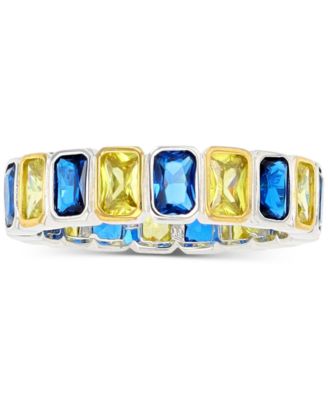 Macy's - Lab-Created Blue Spinel (1/5 ct. t.w.) & Yellow Cubic Zirconia Ring (Also in White Cubic Zirconia)