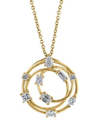 EFFY Collection - Diamond Multi-Cut Multi-Circle 18" Pendant Necklace (5/8 ct. t.w.) in 14k Gold