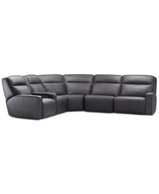 Furniture - Dextan Leather 6-Pc. Sectional with 2 Power Recliners and 1 USB Console