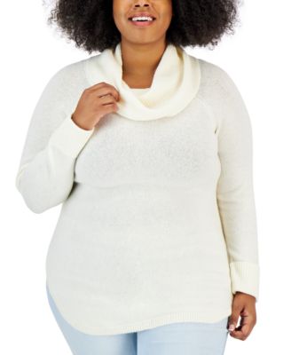 Style & Co - Plus Size Waffle-Knit Cowlneck Sweater
