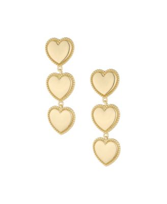 ETTIKA - 18k Gold-Plated Heart Triple Drop Earrings