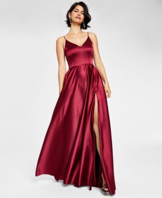 B Darlin - Juniors' V-Neck Satin Gown