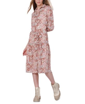 Black Tape - Women's Belted Tiered Shirtdress