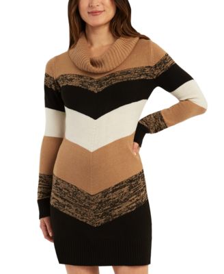 BCX - Juniors' Chevron-Print Sweater Dress