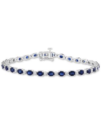 EFFY Collection - Sapphire (6-7/8 ct. t.w.) & Diamond (1/20 ct. t.w.) Tennis Bracelet in Sterling Silver