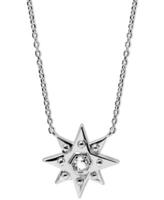 Jac + Jo by Anzie - White Topaz (1/10 ct. t.w.) Star Pendant Necklace in Sterling Silver, 16" + 1" extender