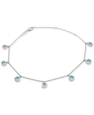 Macy's Brand - Blue Topaz Bezel Dangle Ankle Bracelet (7/8 ct. t.w.) in Sterling Silver